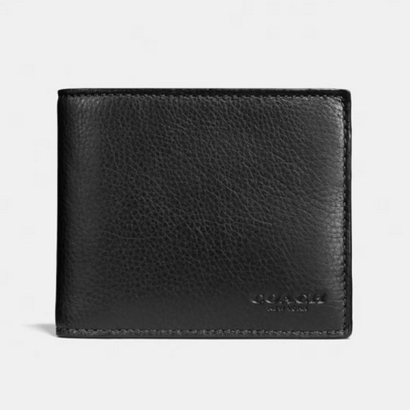 Coach 3 in 1 Compact ID Wallet F74991 Black Sport Calf Leather $178 - Picture 1 of 2